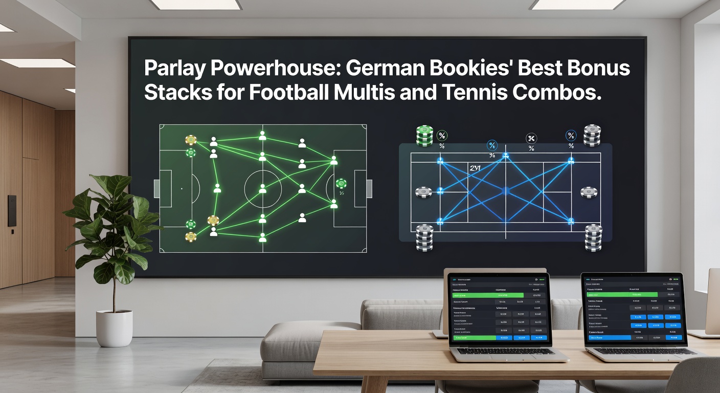 Detaillierte Infografik zu Bonus-Stapelungen mit Beispielen für Fußball- und Tennis-Parlays bei deutschen Anbietern
