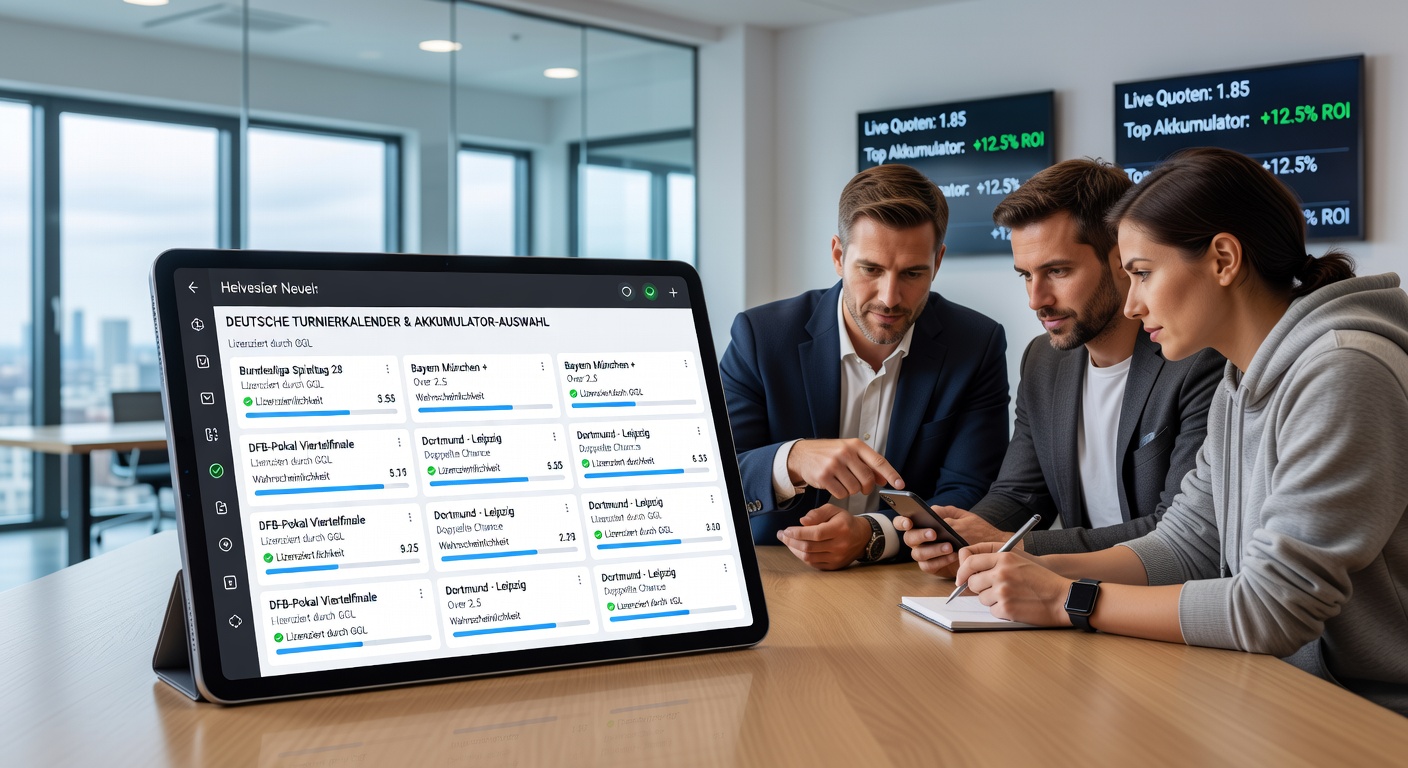 Deutsche Wettende analysieren Turnierkalender auf einer mobilen App für Akkumulator-Wetten